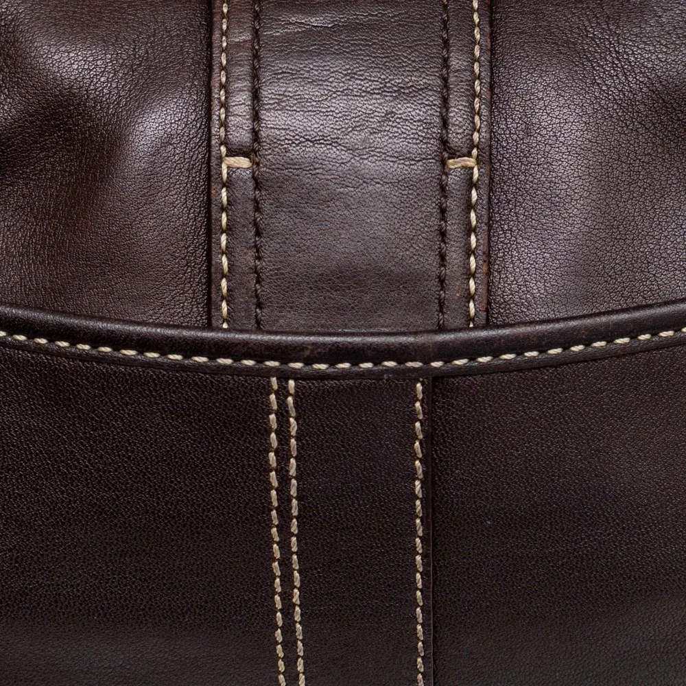 Coach Soho Dark Brown Leather Buckle Flap Shoulder Bag F10909 Small Hobo